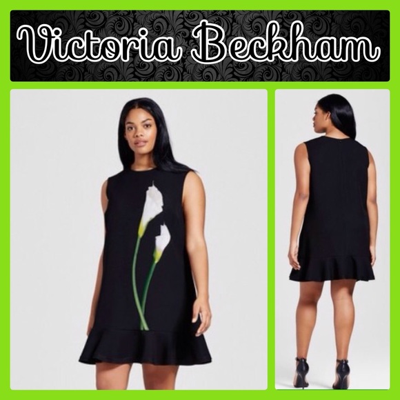 Plus Size Victoria Beckham Black Calla Lilly Dress - Picture 2 of 7